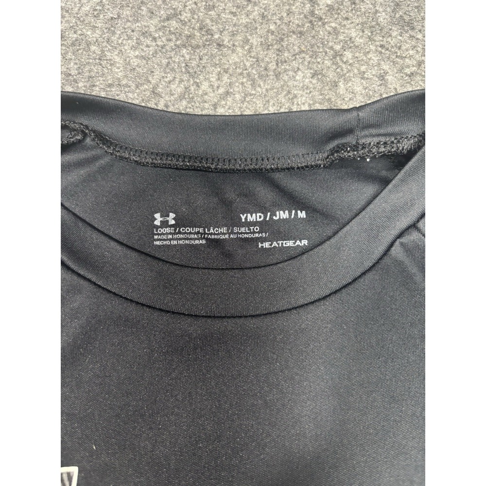 Under Armour Boys Youth Medium HeatGear T-Shirt Lot of 2 Black Athletic - Picture 2 of 3